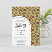 Elegantes rotes Herzmuster Moderne Hochzeit Einladung (Stehend Vorderseite)