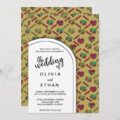 Elegantes rotes Herzmuster Moderne Hochzeit Einladung (Vorne/Hinten)