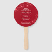 Elegantes rotes Hochzeitsprogramm & Zeitplan Fächer (Rückseite)