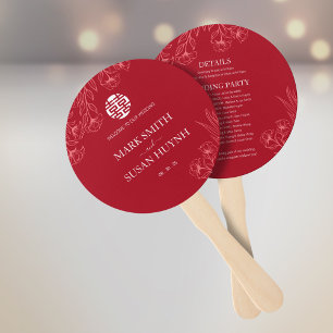 Elegantes rotes Hochzeitsprogramm & Zeitplan Fächer