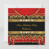 Elegantes Rotes Imitat Gold Silk Black Diamond Ein Einladung (Rückseite)