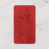 Elegantes Rotes Imitat Vegan Leather Visitenkarte (Vorderseite)