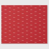 Elegantes rotes individuelle Name-Textmuster Weihn Geschenkpapier (Flach)