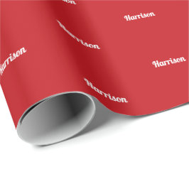 Elegantes rotes individuelle Name-Textmuster Weihn Geschenkpapier