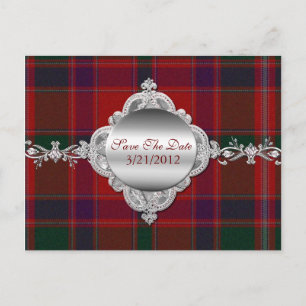 Elegantes Rotes Kariertes Save the Date Postkarte