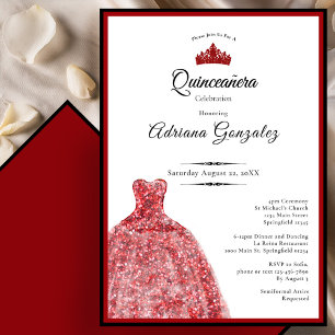 Elegantes rotes Kleid 15. Geburtstag Quinceanera Einladung