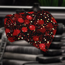 Elegantes rotes Konfetti auf schwarzem Glitter-Sti Krawatte