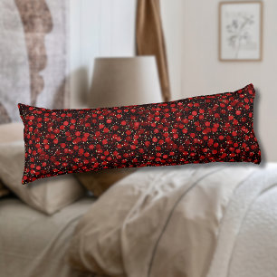 Elegantes rotes Konfetti auf schwarzem Glitter-Sti Seitenschläferkissen