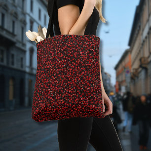 Elegantes rotes Konfetti auf schwarzem Glitter-Sti Tasche
