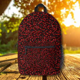 Elegantes rotes Konfetti auf schwarzem Glitter-Sty Bedruckter Rucksack