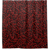 Elegantes rotes Konfetti auf schwarzem Glitter-Sty Duschvorhang (Vorderseite)