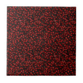 Elegantes rotes Konfetti auf schwarzem Glitter-Sty Fliese (Vorderseite)