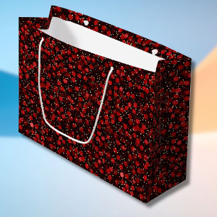 Elegantes rotes Konfetti auf schwarzem Glitter-Sty Große Geschenktüte