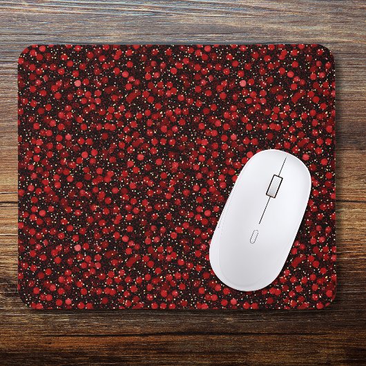 Elegantes rotes Konfetti auf schwarzem Glitter-Sty Mousepad