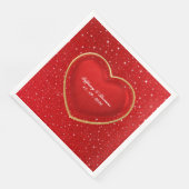 Elegantes Rotes Liebe Herz | Hochzeit Serviette (Ecke)