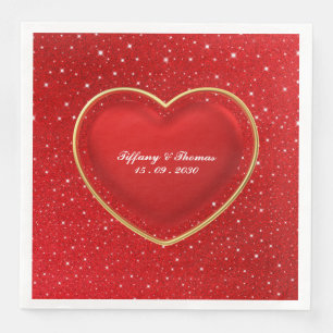 Elegantes Rotes Liebe Herz Hochzeit Serviette
