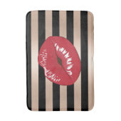 elegantes rotes LippenRosen-Goldschwarzes stripes Badematte (Vorderseite Vertikal)