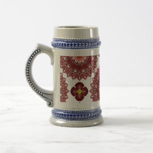 Elegantes rotes Mandala-Muster-Bierkrug – Künstler Bierglas