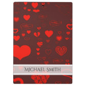 Elegantes rotes modernes Herz Muster #2 Klemmbrett (Rückseite)