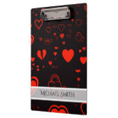 Elegantes rotes modernes Herz-Muster Klemmbrett (Links)
