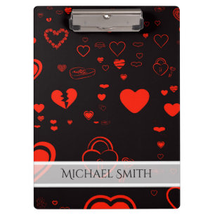 Elegantes rotes modernes Herz-Muster Klemmbrett