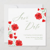 Elegantes Rotes Mohnblau Rettete unser Datum Save The Date (Vorderseite)