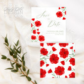 Elegantes Rotes Mohnblau Rettete unser Datum Save The Date