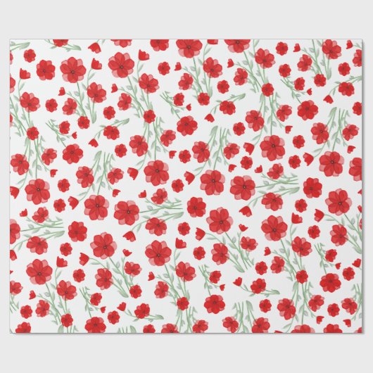 Elegantes rotes Mohnmuster Geschenkpapier (Flach)
