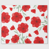 Elegantes rotes Mohnmuster Geschenkpapier (Flach)