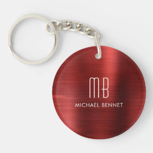 Elegantes rotes Monogramm Schlüsselanhänger