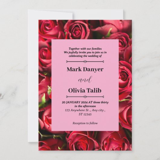 Elegantes rotes Motherboard für die Einladung zur  (Vorderseite)