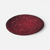 Elegantes rotes Muster Pappteller (Schrägansicht)