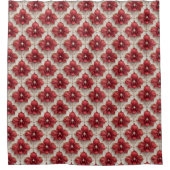 Elegantes rotes Orchideenmuster mit Perlen Duschvorhang (Vorderseite)