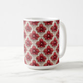 Elegantes rotes Orchideenmuster mit Perlen Kaffeetasse (VorderseiteRechts)
