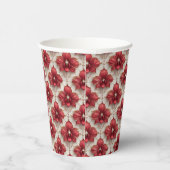 Elegantes rotes Orchideenmuster mit Perlen Pappbecher (Rechts)