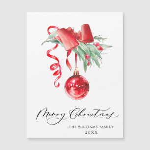 Elegantes rotes Ornament Frohe Weihnachten Magnetk Magnetkarte
