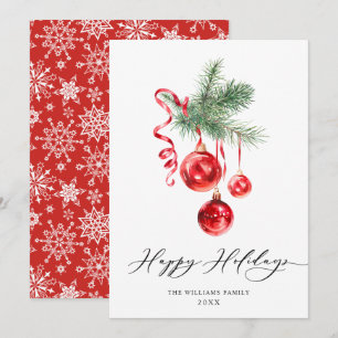 Elegantes rotes Ornament Frohe Weihnachtsgrüße Feiertagskarte