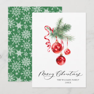 Elegantes rotes Ornament Frohe Weihnachtsgrüße Feiertagskarte