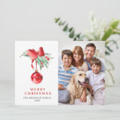 Elegantes Rotes Ornament Weihnachten Gruß 3 FOTO (Stehend Vorderseite)