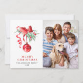 Elegantes Rotes Ornament Weihnachten Gruß 3 FOTO (Vorderseite)