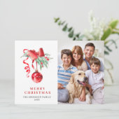 Elegantes Rotes Ornament Weihnachten Gruß 3 FOTO (Stehend Vorderseite)