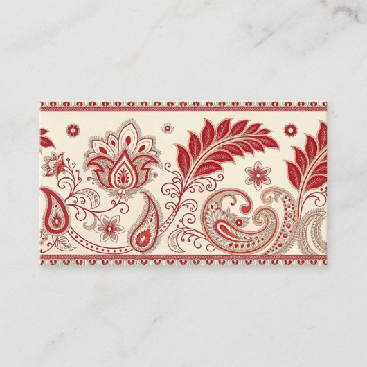 Elegantes rotes Paisley Blumenmuster - Traditionel Begleitkarte (Vorderseite)