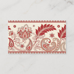 Elegantes rotes Paisley Blumenmuster - Traditionel Visitenkarte