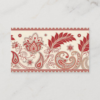 Elegantes rotes Paisley Blumenmuster - Traditionel Visitenkarte