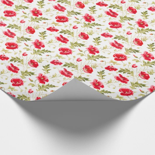 Elegantes rotes Pfefferblatt & grüne Blätter Blume Geschenkpapier (Ecke)