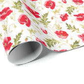 Elegantes rotes Pfefferblatt & grüne Blätter Blume Geschenkpapier (Rolleneckpunkt)