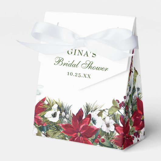 Elegantes Rotes Poinsettia Brautparty Geschenkschachtel (Vorderseite)