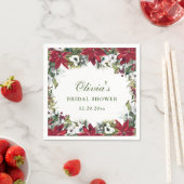 Elegantes Rotes Poinsettia BRAUTPARTY Serviette (Beispiel)