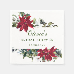 Elegantes Rotes Poinsettia BRAUTPARTY Serviette