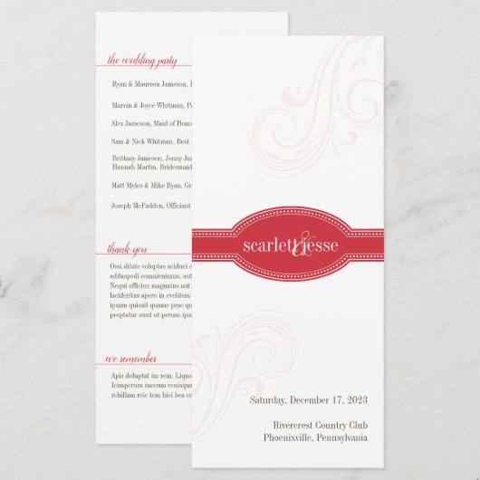 Elegantes Rotes Programm, Caroline Wedding Collect (Vorne/Hinten)